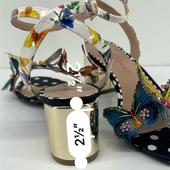 Betsey Johnson Black and Gold Heels with Floral and Butterfly Design - Picture 10 of 12